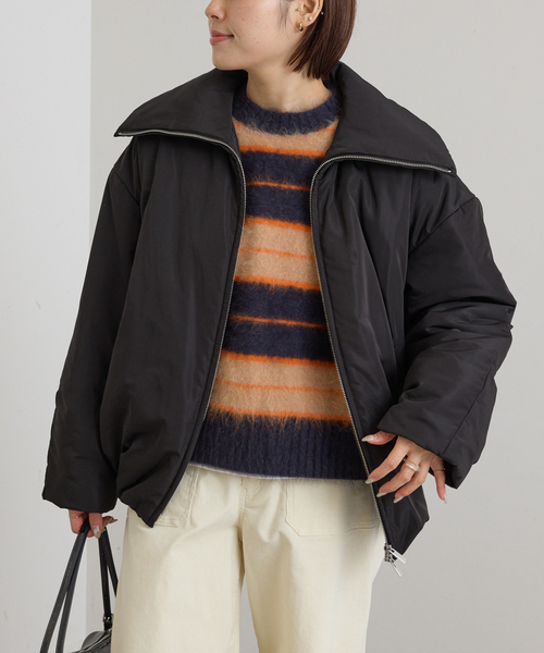 U by SPICK&SPAN（ユーバイスピックアンドスパン）の「撥水フロントジップパファージャケット（その他アウター・レディース・ベージュ/ブラック・FREE）」の7枚目の写真