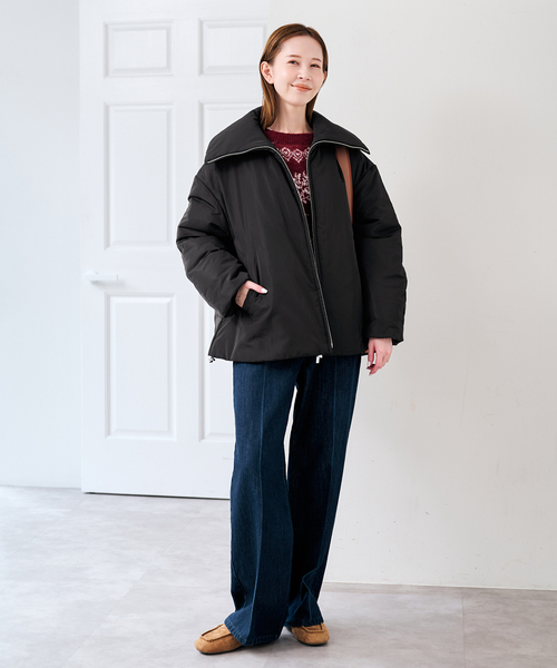 U by SPICK&SPAN（ユーバイスピックアンドスパン）の「撥水フロントジップパファージャケット（その他アウター・レディース・ベージュ/ブラック・FREE）」の12枚目の写真