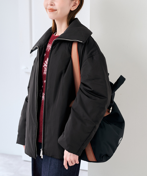 U by SPICK&SPAN（ユーバイスピックアンドスパン）の「撥水フロントジップパファージャケット（その他アウター・レディース・ベージュ/ブラック・FREE）」の19枚目の写真