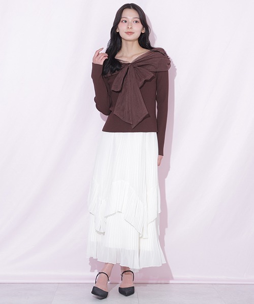 JILL by JILL STUART（ジルバイジルスチュアート）の「ランダムプリーツシアースカート（スカート・レディース・ベージュ/グレー/ホワイト・FREE）」の8枚目の写真