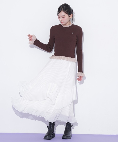 JILL by JILL STUART（ジルバイジルスチュアート）の「ランダムプリーツシアースカート（スカート・レディース・ベージュ/グレー/ホワイト・FREE）」の4枚目の写真