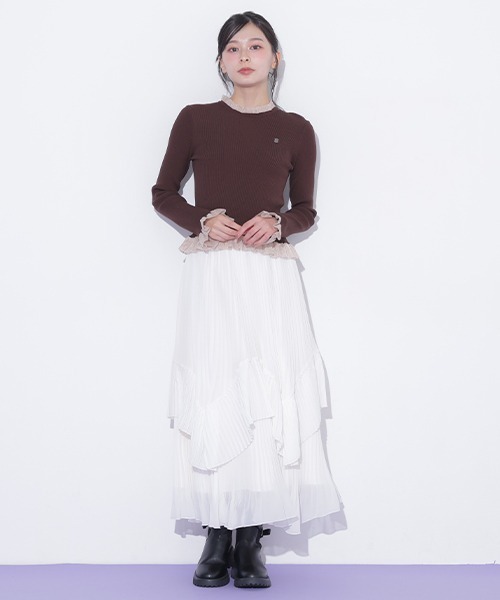 JILL by JILL STUART（ジルバイジルスチュアート）の「ランダムプリーツシアースカート（スカート・レディース・ベージュ/グレー/ホワイト・FREE）」の5枚目の写真