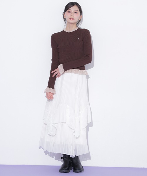 JILL by JILL STUART（ジルバイジルスチュアート）の「ランダムプリーツシアースカート（スカート・レディース・ベージュ/グレー/ホワイト・FREE）」の6枚目の写真