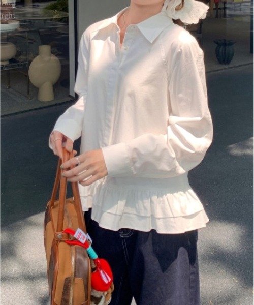 MAISON DE THERESE(メゾン ド テレーズ)の「フリルヘム 長袖ホワイトシャツ ブラウス(シャツ/ブラウス・レディース・White・M)」の8枚目の写真