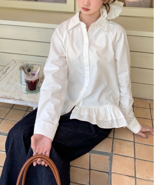 MAISON DE THERESE(メゾン ド テレーズ)の「フリルヘム 長袖ホワイトシャツ ブラウス(シャツ/ブラウス・レディース・White・M)」の10枚目の写真