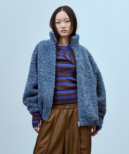 THINGS THAT MATTER(シングス ザット マター)の「【先行予約】IMITATION SHEEP FUR JACKET / イミテーションシープファージャケット(ダウンジャケット/コート・レディース・チャコールグレー/ブルー・FREE)」の2枚目の写真