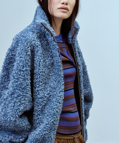 THINGS THAT MATTER(シングス ザット マター)の「【先行予約】IMITATION SHEEP FUR JACKET / イミテーションシープファージャケット(ダウンジャケット/コート・レディース・チャコールグレー/ブルー・FREE)」の5枚目の写真