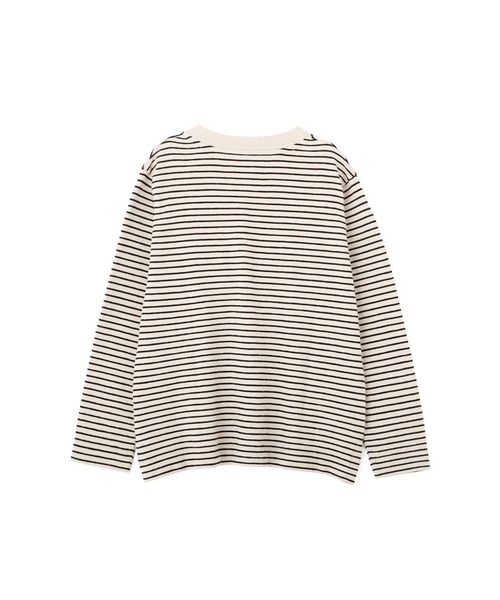 MHL.(エムエイチエル)の「TEXTURED COTTON STRIPE(Tシャツ/カットソー・レディース・ダークグリーン/ライトベージュ・2)」の6枚目の写真