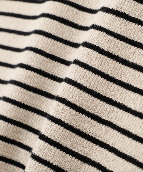 MHL.(エムエイチエル)の「TEXTURED COTTON STRIPE(Tシャツ/カットソー・レディース・ダークグリーン/ライトベージュ・2)」の7枚目の写真