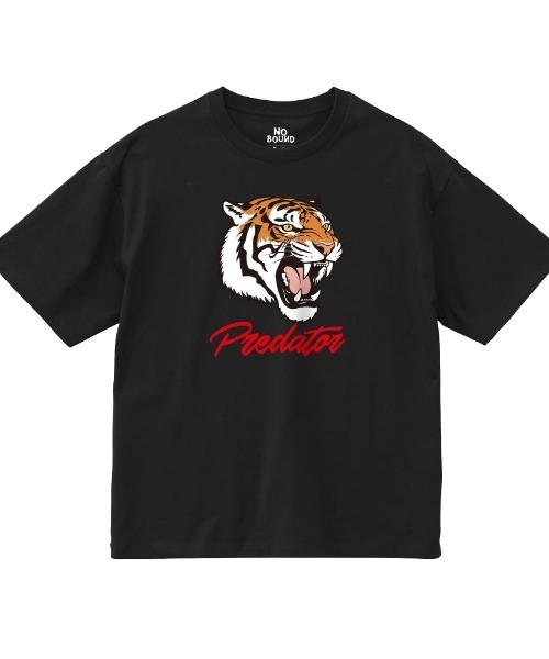 NOBOUND（ノーバウンド）の「NOBOUND（ノーバウンド） 半袖Tシャツ レディース ユニセックス タイガーイラスト プリント ビッグシルエット Tシャツ 半袖 トップス カットソー ストリート カジュアル（Tシャツ/カットソー・レディース・ホワイト/ブラック/ブルー/グレイッシュベージュ・S）」の3枚目の写真