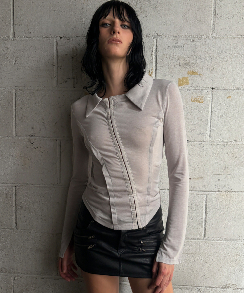 ROCKCAKE(ロックケーキ)の「Hook Collar Shirt - Gray(ポロシャツ・レディース・その他・SMALL)」の1枚目の写真