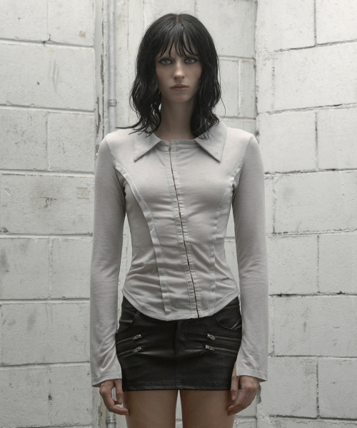 ROCKCAKE(ロックケーキ)の「Hook Collar Shirt - Gray(ポロシャツ・レディース・その他・SMALL)」の2枚目の写真