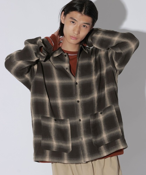 LAKOLE(ラコレ)の「ガーゼチェック長袖シャツ / 1057771(シャツ/ブラウス・メンズ・ブラウン/ホワイト・MEDIUM/LARGE)」の2枚目の写真