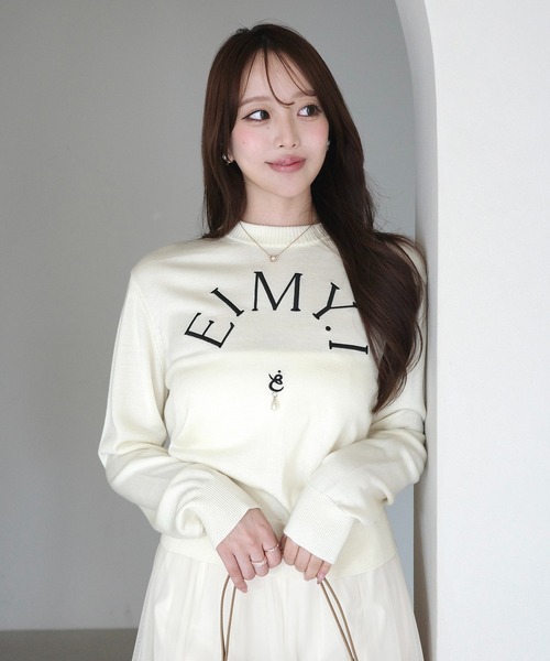 EIMY ISTOIRE(エイミーイストワール)の「EIMY LOGO KNIT TOPS(ニット/セーター・レディース・ホワイト系その他/ブラック/ホワイト/ドット/ピンク・FREE)」の1枚目の写真