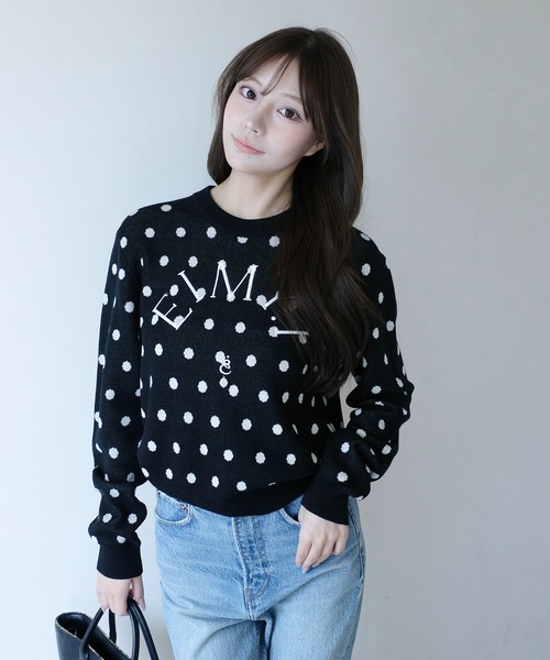 EIMY ISTOIRE(エイミーイストワール)の「EIMY LOGO KNIT TOPS(ニット/セーター・レディース・ホワイト系その他/ブラック/ホワイト/ドット/ピンク・FREE)」の5枚目の写真