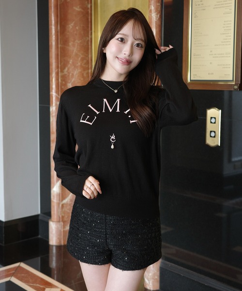 EIMY ISTOIRE(エイミーイストワール)の「EIMY LOGO KNIT TOPS(ニット/セーター・レディース・ホワイト系その他/ブラック/ホワイト/ドット/ピンク・FREE)」の3枚目の写真