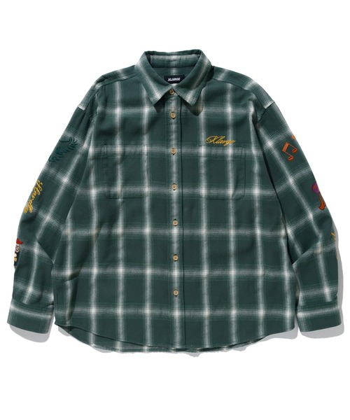 XLARGE（エクストララージ）の「RANDOM THINGS FLANNEL SHIRT（シャツ/ブラウス・メンズ・グリーン/ブラック・M/XL）」の2枚目の写真