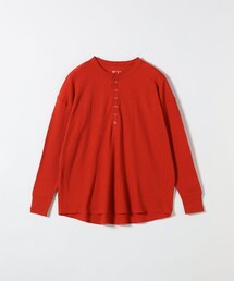 Hanes:〈洗濯機可能〉BEEFY-T ワッフル ヘンリーネック ロングスリーブ TEE