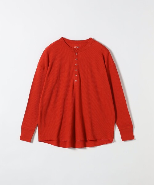 SHIPS any(シップス エニィ)の「Hanes:〈洗濯機可能〉BEEFY-T ワッフル ヘンリーネック ロングスリーブ TEE(Tシャツ/カットソー・レディース・グレー/ホワイト/レッド・ONE SIZE)」の3枚目の写真
