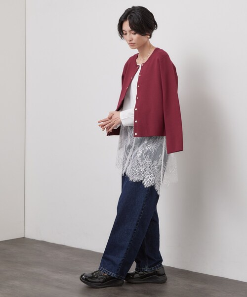 OPAQUE.CLIP（オペークドットクリップ）の「裾アシメレースドッキングカットソー【洗濯機OK】（Tシャツ/カットソー・レディース・ブラック/ホワイト・42/40/38）」の14枚目の写真