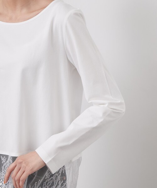 OPAQUE.CLIP（オペークドットクリップ）の「裾アシメレースドッキングカットソー【洗濯機OK】（Tシャツ/カットソー・レディース・ブラック/ホワイト・42/40/38）」の5枚目の写真
