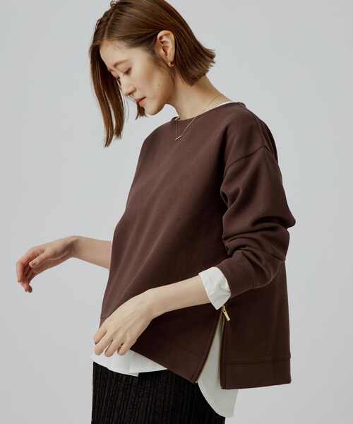grove(グローブ)の「ダンボーサイドジッププルオーバー(Tシャツ/カットソー・レディース・ダークブラウン/グレー/ナチュラル・02/03/04)」の2枚目の写真