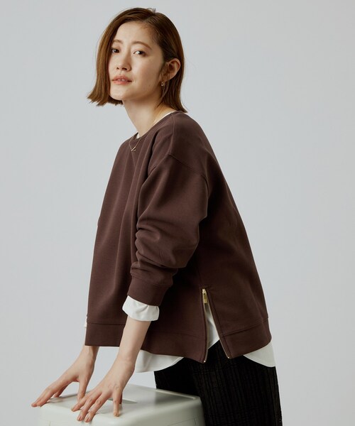 grove(グローブ)の「ダンボーサイドジッププルオーバー(Tシャツ/カットソー・レディース・ダークブラウン/グレー/ナチュラル・02/03/04)」の9枚目の写真