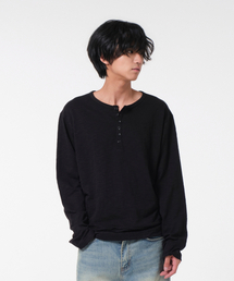 DIVEIN（ダイブイン）の「[DIVEIN X PINOKI] スラブヘンリーネック長袖（ブラック）（Tシャツ/カットソー）」