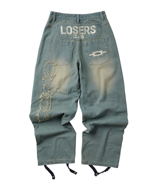 LOSERS CLUB(ルーザーズクラブ)の「ロゴアプリケワイドデニムパンツイエローブルー(デニムパンツ・レディース・その他・SMALL/MEDIUM/LARGE/X-LARGE)」の3枚目の写真