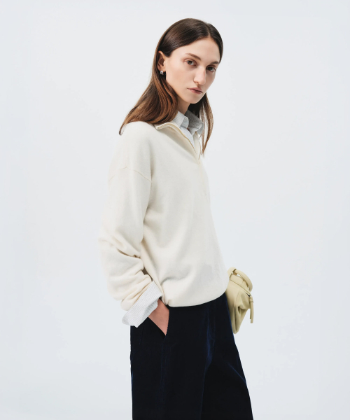 LOOKAST(ルックキャスト)の「カシミヤウールハーフジップニット / CASHMERE WOOL HALF ZIP UP KNIT_3colors(ニット/セーター・レディース・ブラウン/グレー/アイボリー・MEDIUM/SMALL)」の4枚目の写真