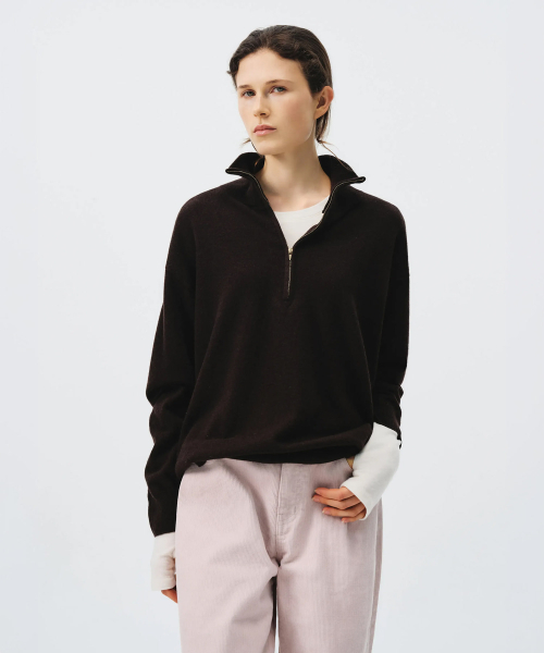 LOOKAST(ルックキャスト)の「カシミヤウールハーフジップニット / CASHMERE WOOL HALF ZIP UP KNIT_3colors(ニット/セーター・レディース・ブラウン/グレー/アイボリー・MEDIUM/SMALL)」の5枚目の写真