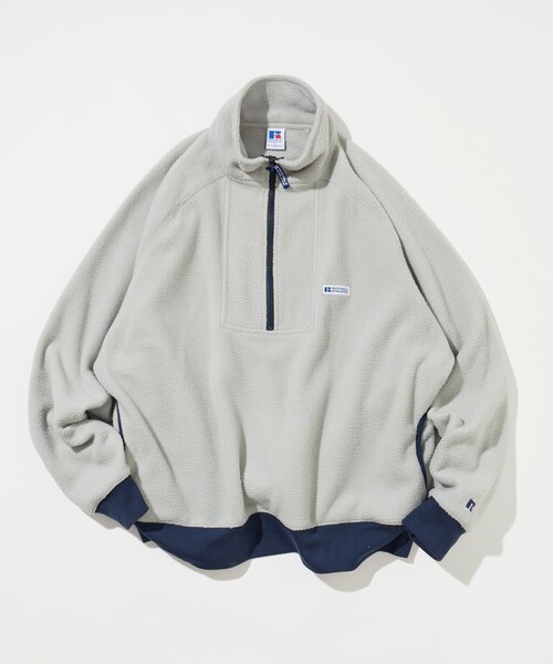 Russell Athletic(ラッセルアスレティック)の「RUSSELL ATHLETIC/ラッセルアスレティック 別注 ビックシルエット スタンドカラー 配色 ワッペン フリース ハーフジップ プルオーバー(その他トップス・メンズ・ブラック/ネイビー/ブラウン/グレー・SMALL/MEDIUM/LARGE)」の16枚目の写真
