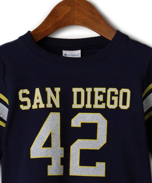 Champion（チャンピオン）の「【KIDS】別注 Champion(チャンピオン) 7部 プリント Tシャツ◆（Tシャツ/カットソー・キッズ・ホワイト/グレー/ネイビー・110cm/120cm/100cm/130cm）」の5枚目の写真