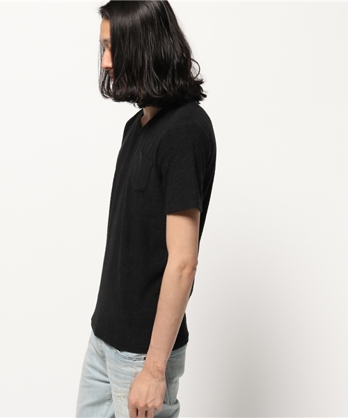 VENCEEXCHANGE（ヴァンスエクスチェンジ）の「ブークレパイルポケットTシャツ     （Tシャツ/カットソー・メンズ・ブラック/オフホワイト/グレー・SMALL/LARGE/MEDIUM）」の4枚目の写真