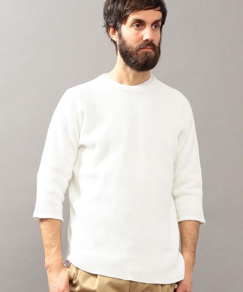 BEAUTY&YOUTH UNITED ARROWS(ビューティーアンドユースユナイテッドアローズ)の「BY ∴ ビッグ サーマル クウォータースリーブ カットソー MADE IN JAPAN ◆(Tシャツ/カットソー・メンズ・ホワイト/ブラック/マスタード/オフホワイト・SMALL/MEDIUM/LARGE/X-LARGE)」の1枚目の写真