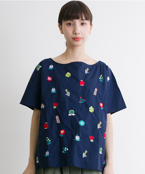 MERLOT（メルロー）の「プラント刺繍ブラウス2941（シャツ/ブラウス・レディース・ホワイト/ネイビー・FREE）」の12枚目の写真