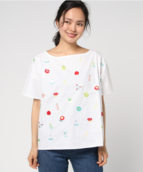 MERLOT（メルロー）の「プラント刺繍ブラウス2941（シャツ/ブラウス・レディース・ホワイト/ネイビー・FREE）」の9枚目の写真