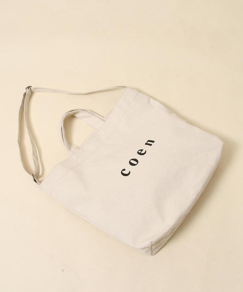 coen(コーエン)の「【2018SS新作 Largeサイズ】coen2WAYロゴトートバッグ(トートバッグ・レディース・オフホワイト/ブラック・FREE)」の5枚目の写真