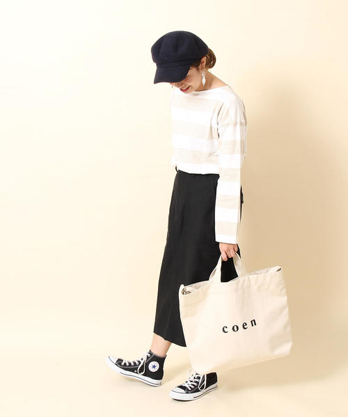 coen(コーエン)の「【2018SS新作 Largeサイズ】coen2WAYロゴトートバッグ(トートバッグ・レディース・オフホワイト/ブラック・FREE)」の11枚目の写真