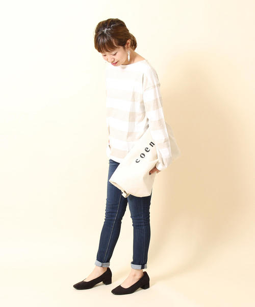 coen(コーエン)の「【2018SS新作 Largeサイズ】coen2WAYロゴトートバッグ(トートバッグ・レディース・オフホワイト/ブラック・FREE)」の3枚目の写真