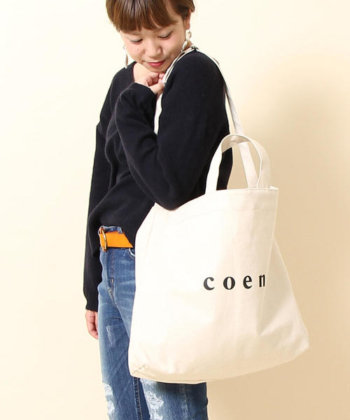 coen(コーエン)の「【2018SS新作 Largeサイズ】coen2WAYロゴトートバッグ(トートバッグ・レディース・オフホワイト/ブラック・FREE)」の16枚目の写真