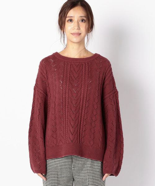 SHIPS（シップス）の「透かし編みニット（ニット/セーター・レディース・オフホワイト/ブラウン/イエロー・ONE SIZE）」の13枚目の写真