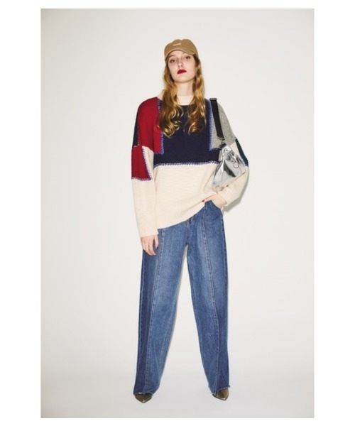 MOUSSY（マウジー）の「PATCH WORK CHUNKY KNIT（ニット/セーター・レディース・マルチ/ブラック系その他/ベージュ系その他・FREE）」の3枚目の写真