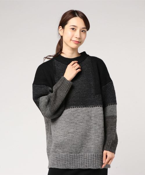 MOUSSY（マウジー）の「PATCH WORK CHUNKY KNIT（ニット/セーター・レディース・マルチ/ブラック系その他/ベージュ系その他・FREE）」の7枚目の写真