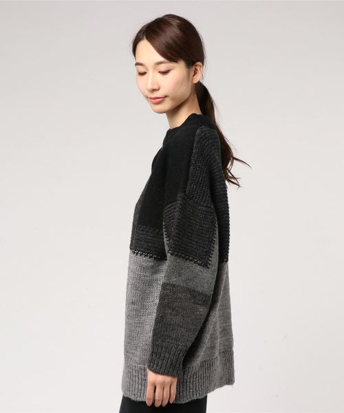 MOUSSY（マウジー）の「PATCH WORK CHUNKY KNIT（ニット/セーター・レディース・マルチ/ブラック系その他/ベージュ系その他・FREE）」の8枚目の写真