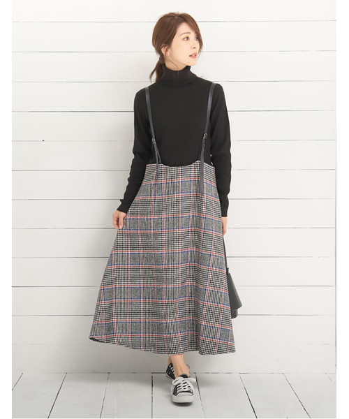 チェック柄サスペンダージャンパースカート ワンピース Re Edit リエディ のファッション通販 Zozotown