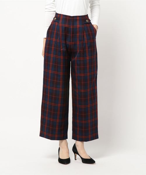 YECCA VECCA（イェッカヴェッカ）の「・チェック柄ボタンワイドパンツ（その他パンツ・レディース・ブラック/レッド・S/M）」の2枚目の写真