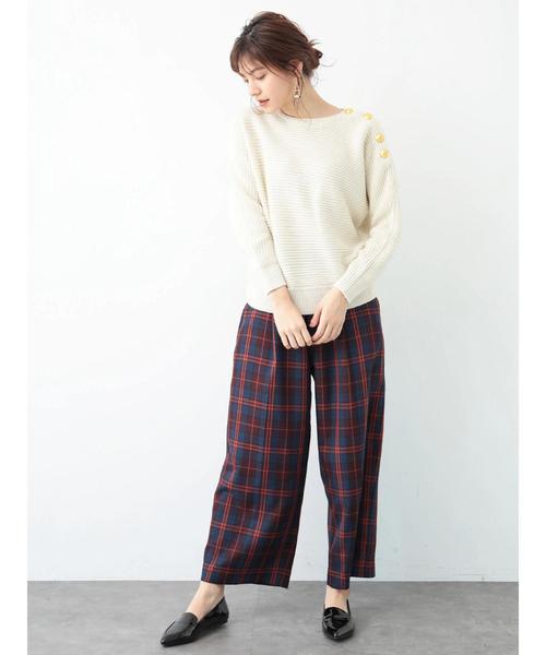 YECCA VECCA（イェッカヴェッカ）の「・チェック柄ボタンワイドパンツ（その他パンツ・レディース・ブラック/レッド・S/M）」の5枚目の写真