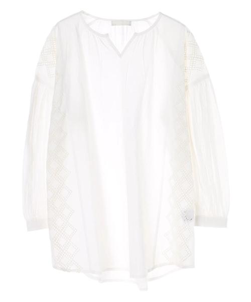 AMERICAN HOLIC（アメリカンホリック）の「幾何レース切替ギャザーチュニック（チュニック・レディース・ブラック/オフホワイト/キャメル・FREE）」の4枚目の写真