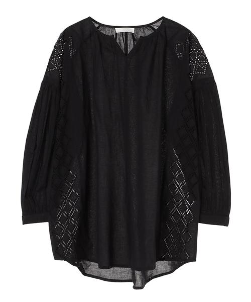 AMERICAN HOLIC（アメリカンホリック）の「幾何レース切替ギャザーチュニック（チュニック・レディース・ブラック/オフホワイト/キャメル・FREE）」の5枚目の写真